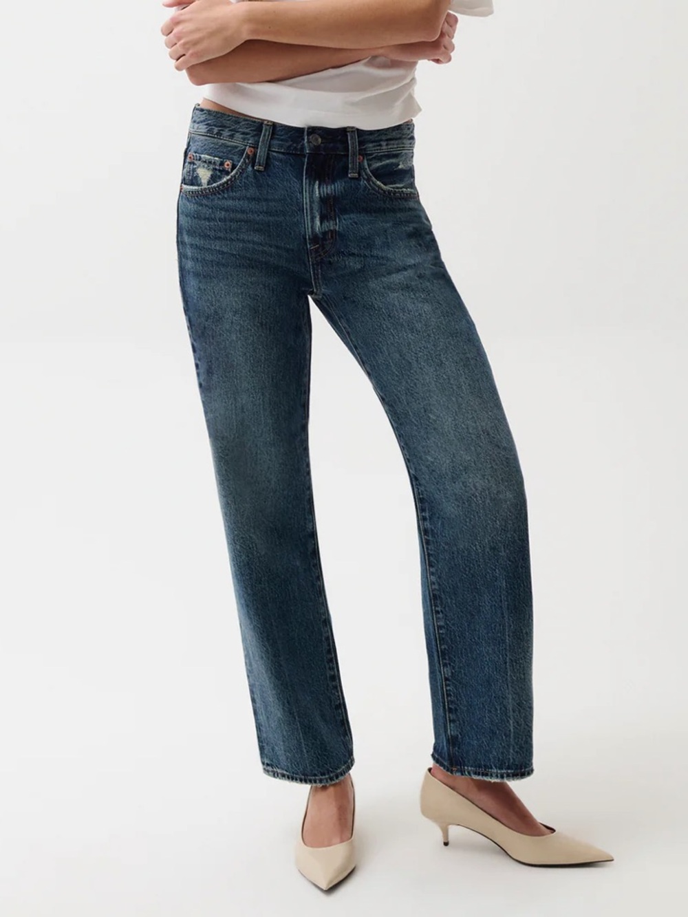 Pistola Lexi Mid Rise Bowed Straight Jean